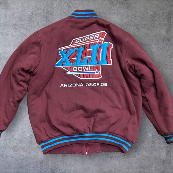 NFL Other - NFL Super Bowl XLII Arizona 2008 Burgundy Teal Bomber Varsity Coat Men's Size XL
